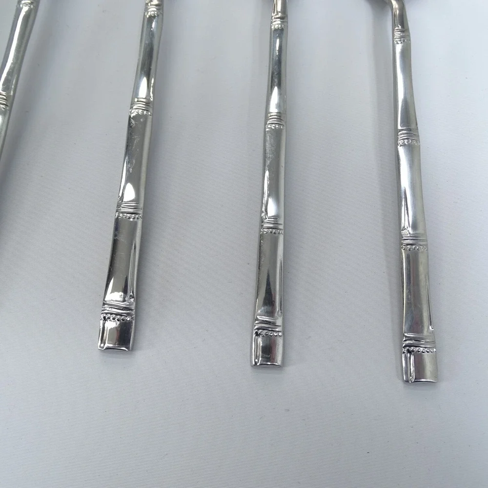 Lot 6 Stainless BAMBOO Flatware Korea AUGUST MOON MCM Retro‎ Vintage